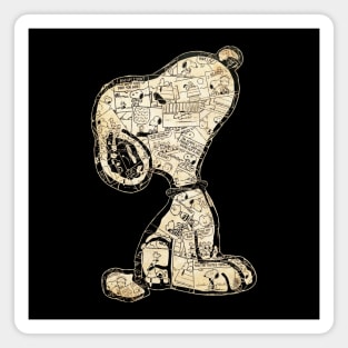 Snoopy Vintage Comic Strip Collage Magnet